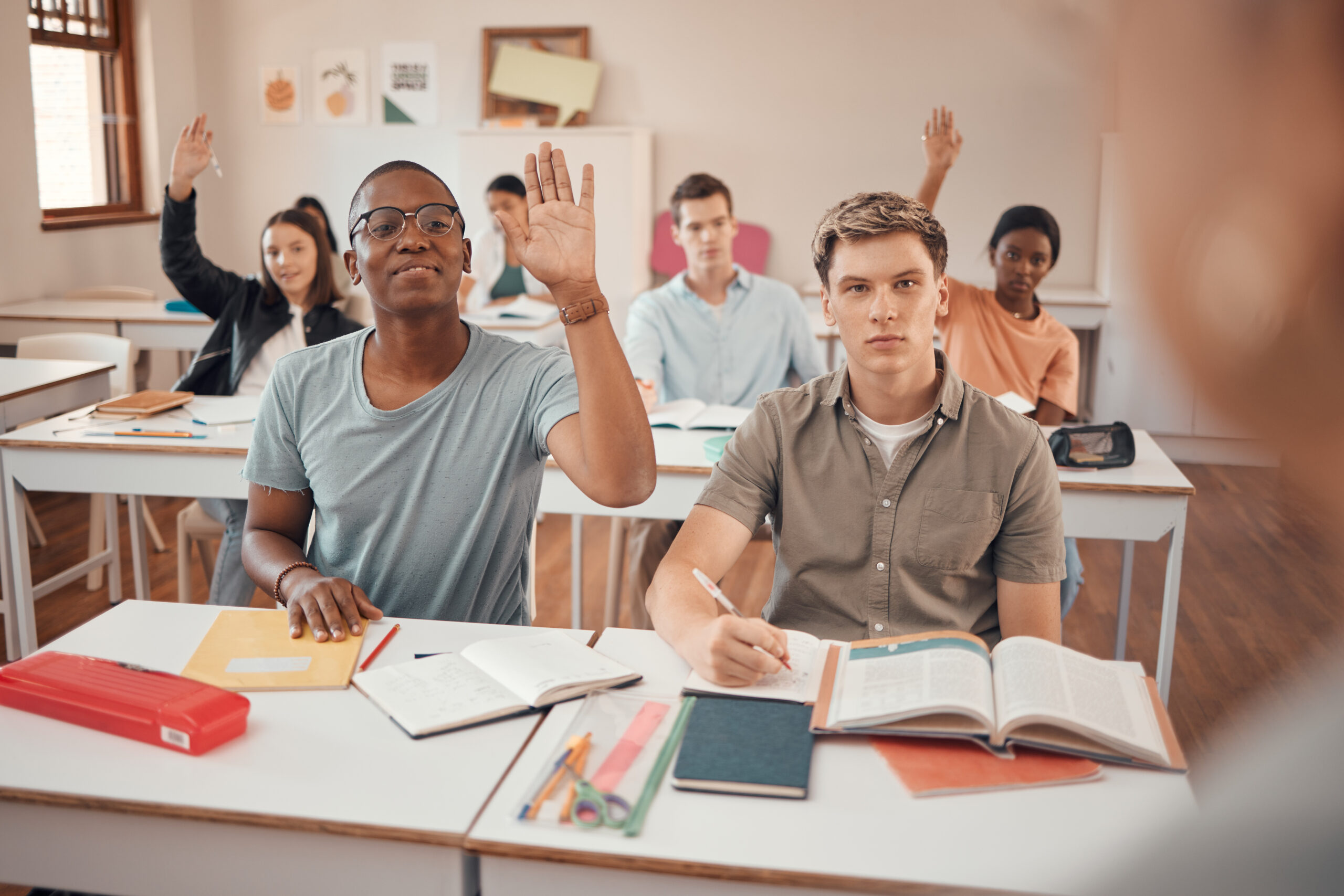 Diverse international students studying English at a premier language center in Malaysia, immersed in a vibrant learning environment